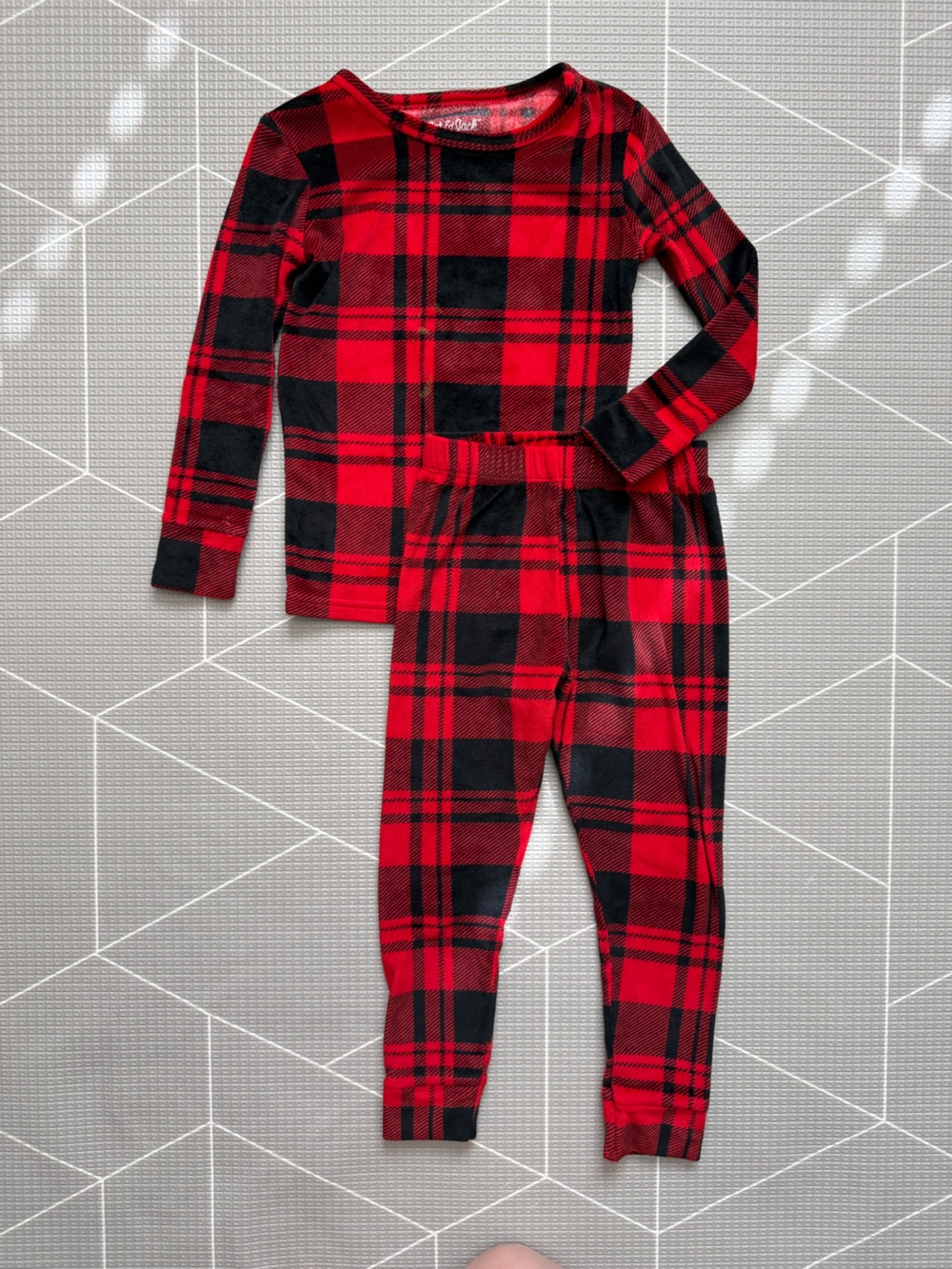 Cat & Jack|FREE w kids purchase,Red &  Black Buffalo plaid tartan pajama set•4T